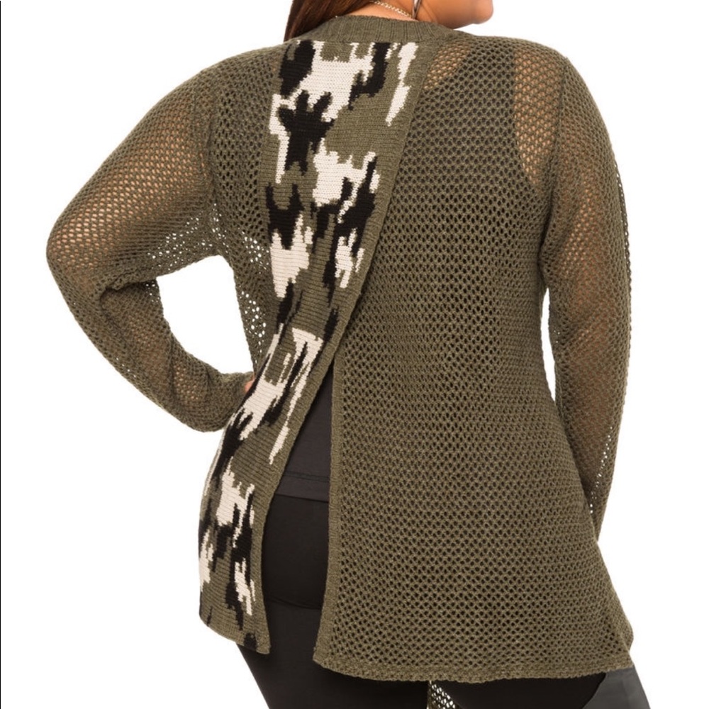 Ashley Stewart No Button Cardigan (split back)